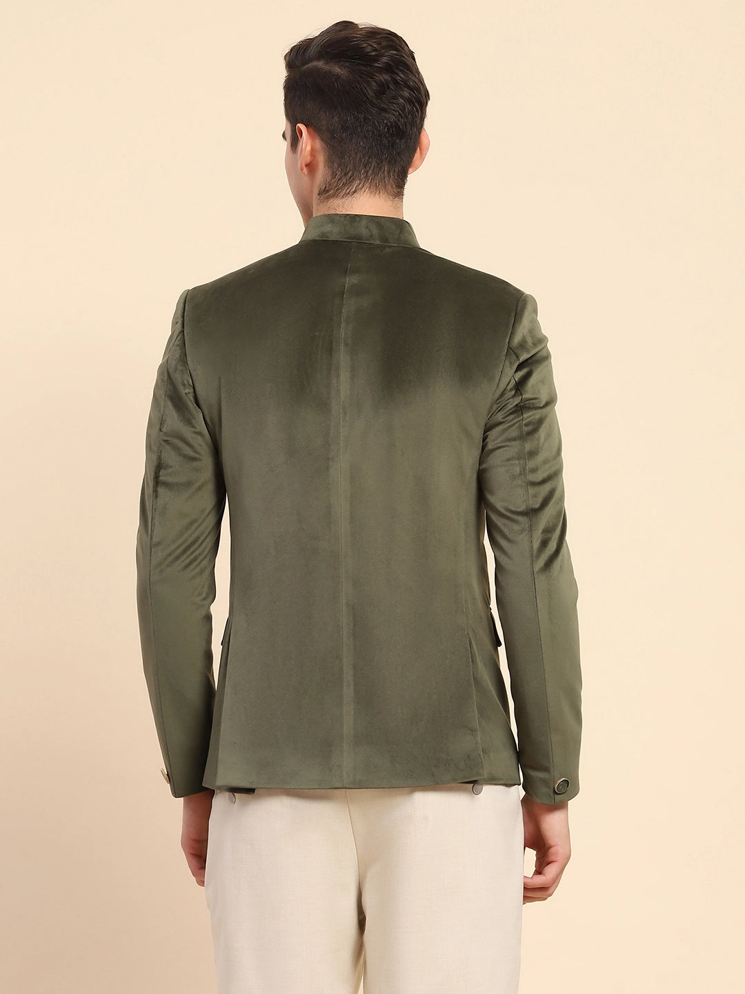 Olive Velvet Zari Embroidered Coat - Global Republic