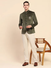 Olive Velvet Zari Embroidered Coat
