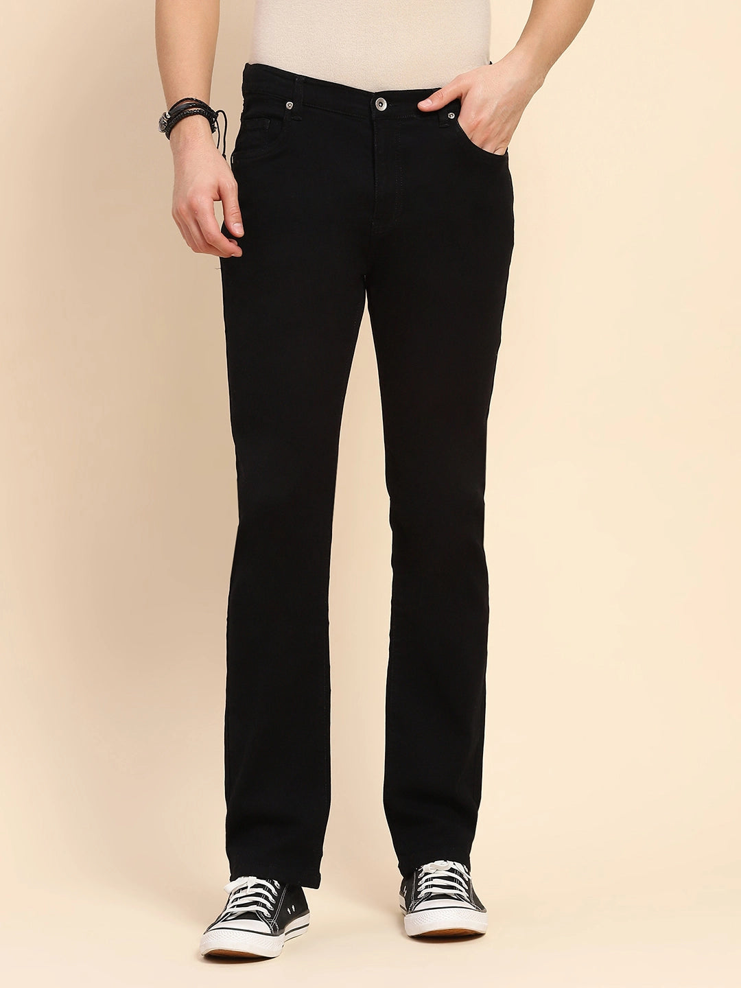 Black Cotton Blend Jeans