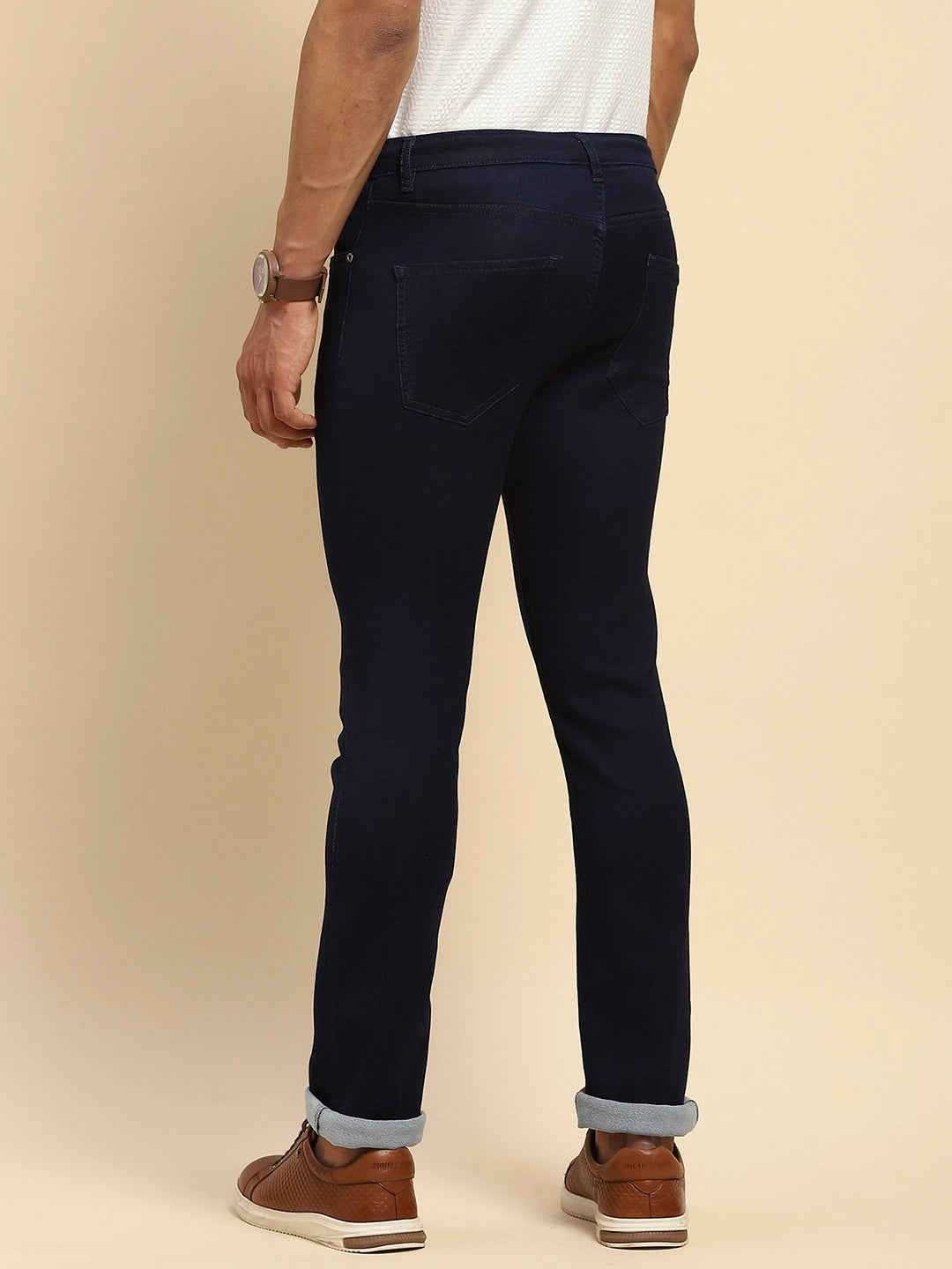 Blue Straight Fit Cotton Blend  Jeans - Global Republic