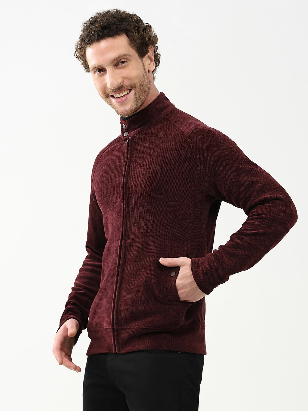 Wool-Blend Raglan Sleeve Jacket
