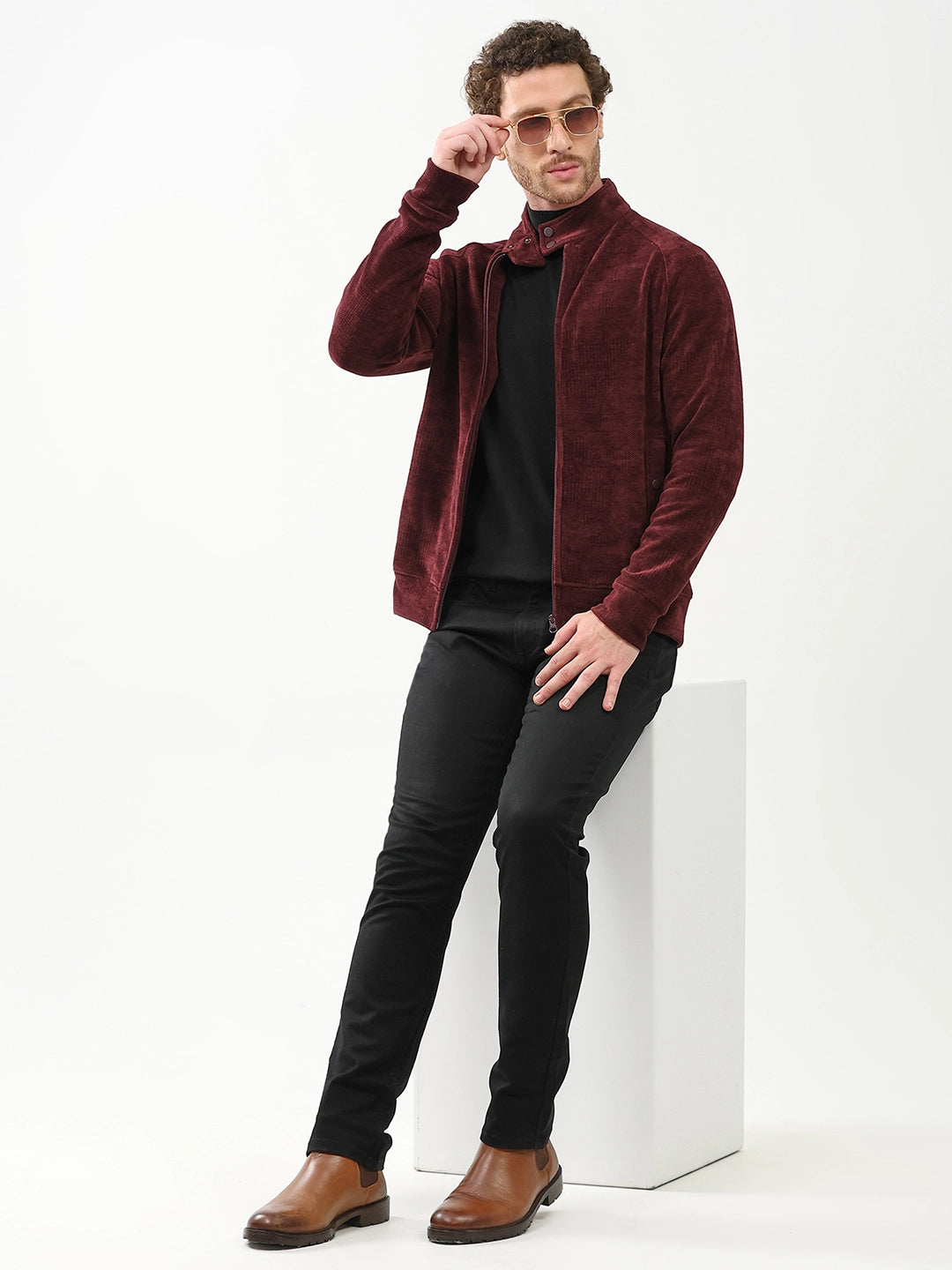 Wool-Blend Raglan Sleeve Jacket