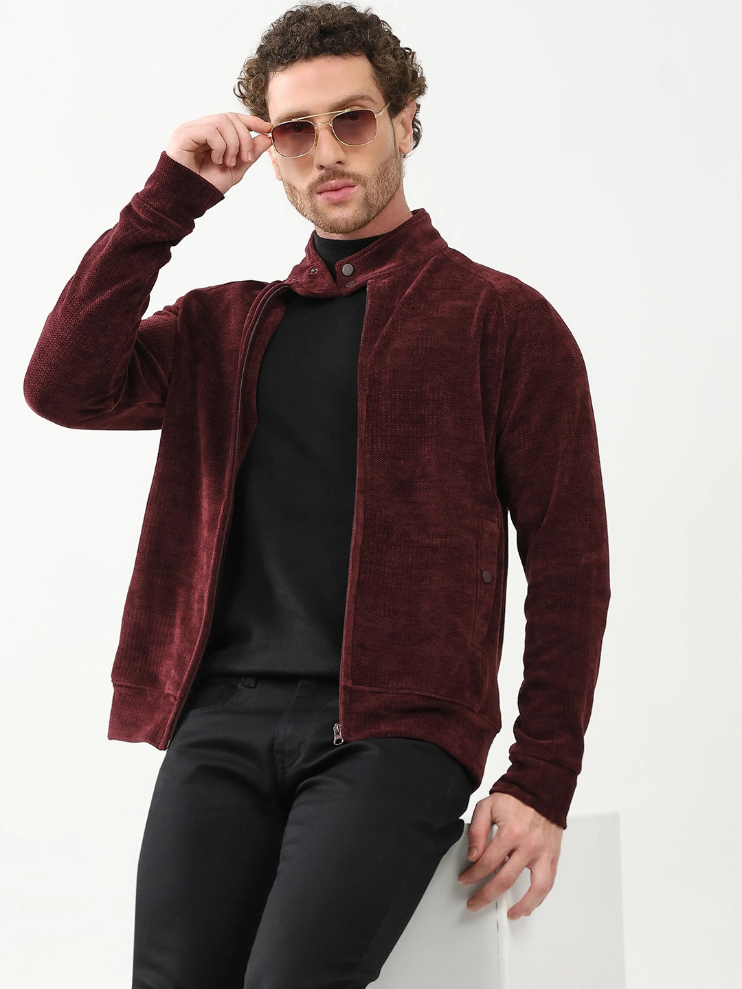 Wool-Blend Raglan Sleeve Jacket
