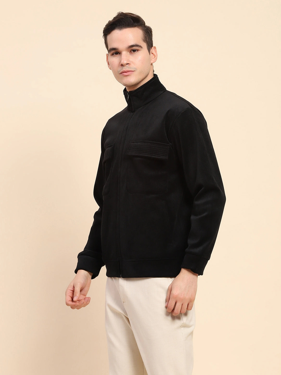 Black  Solid Jacket - Global Republic