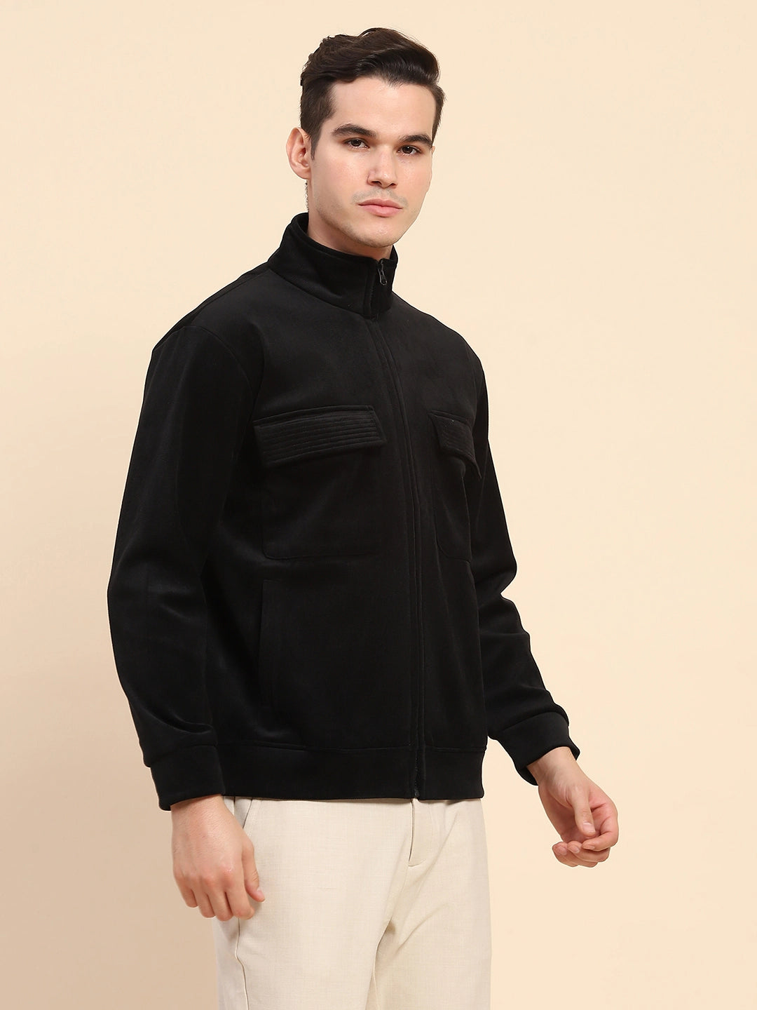 Black  Solid Jacket - Global Republic
