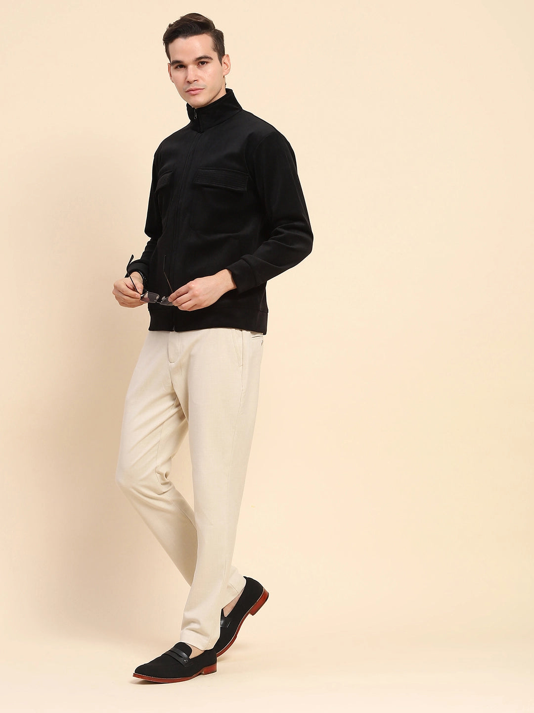 Black  Solid Jacket - Global Republic