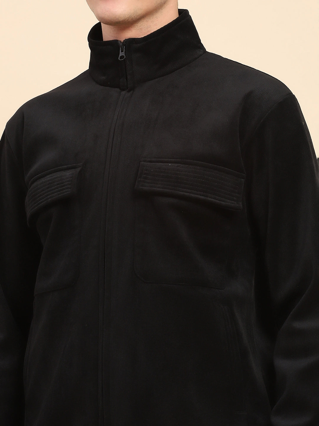 Black  Solid Jacket - Global Republic