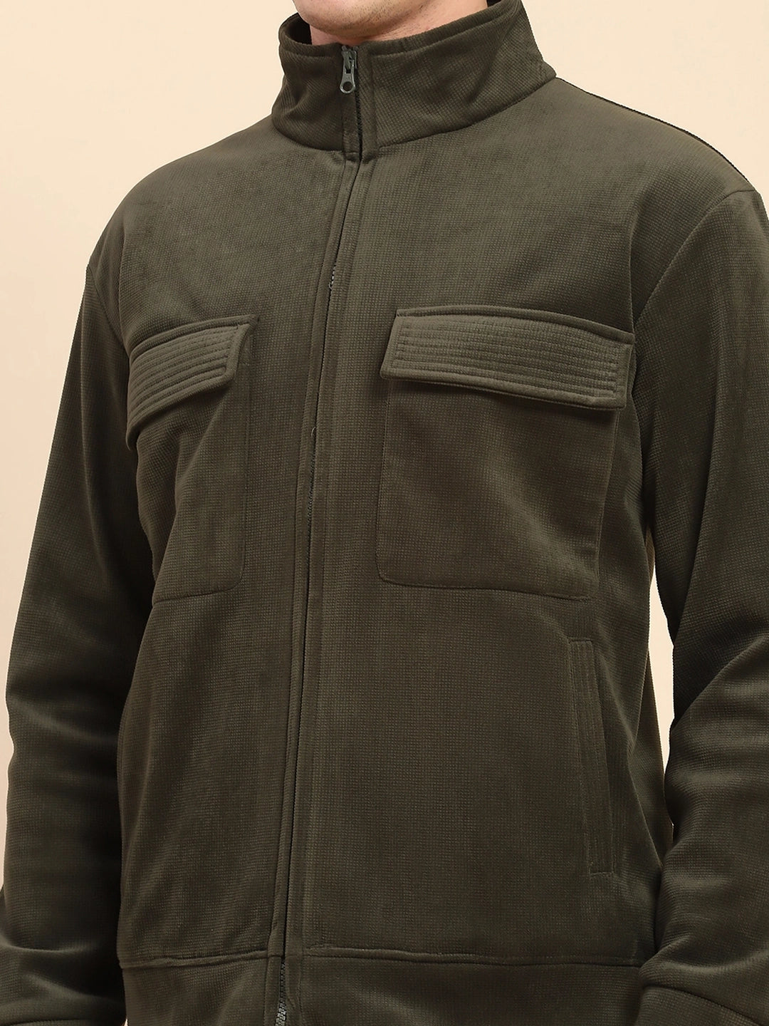Olive  Solid Jacket - Global Republic