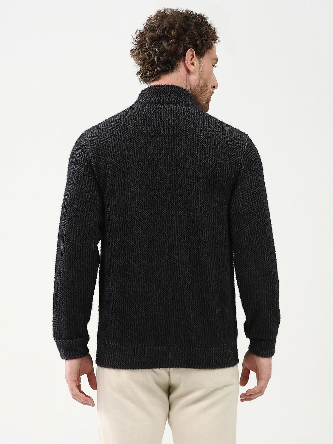 Wool-Blend Stand Collar Jacket