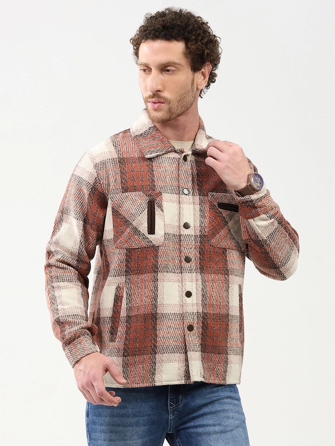 Wool Blend Checked Shacket