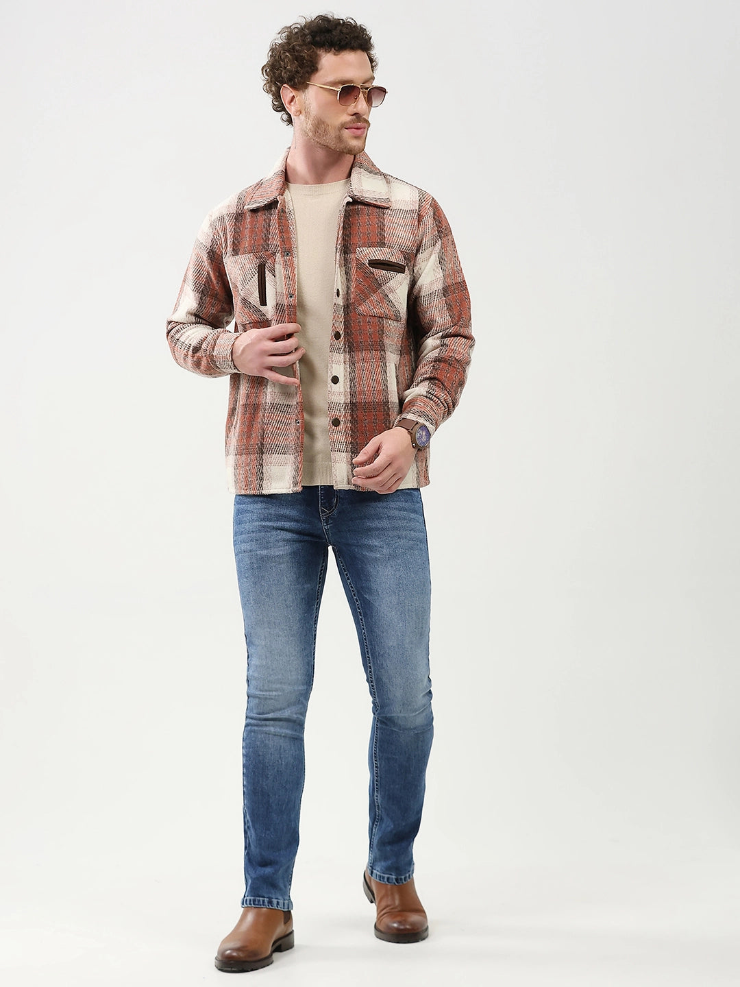 Wool Blend Checked Shacket
