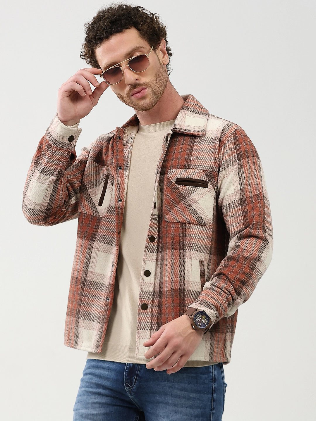 Wool Blend Checked Shacket