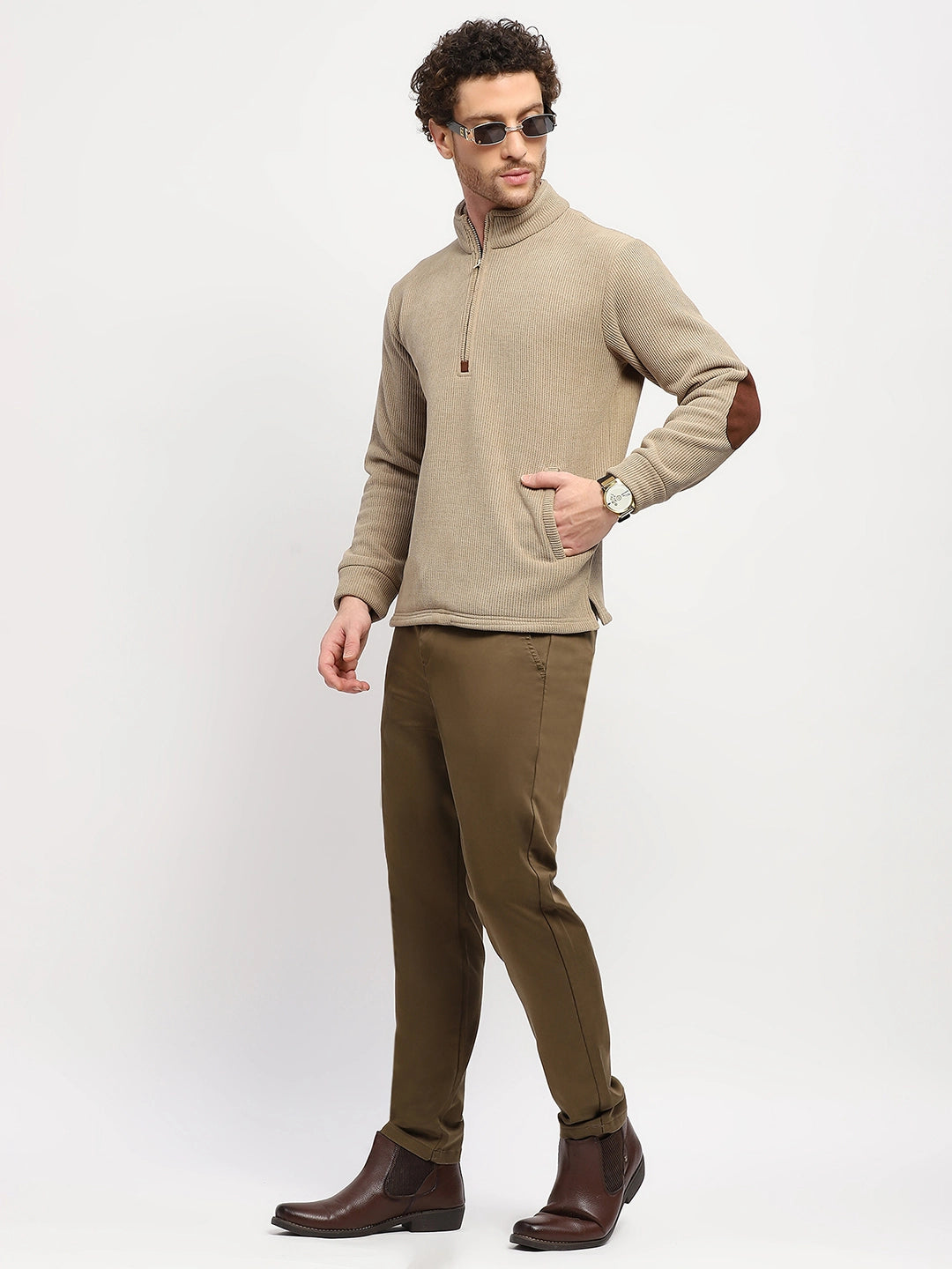 Wool-Blend Half-Zip Sweatshirt