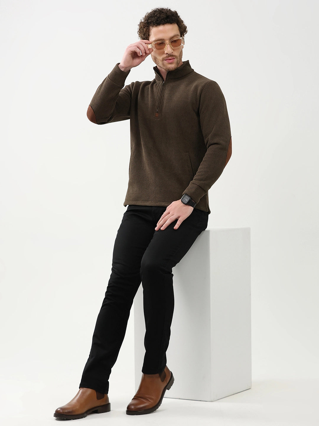 Wool-Blend Half-Zip Sweatshirt