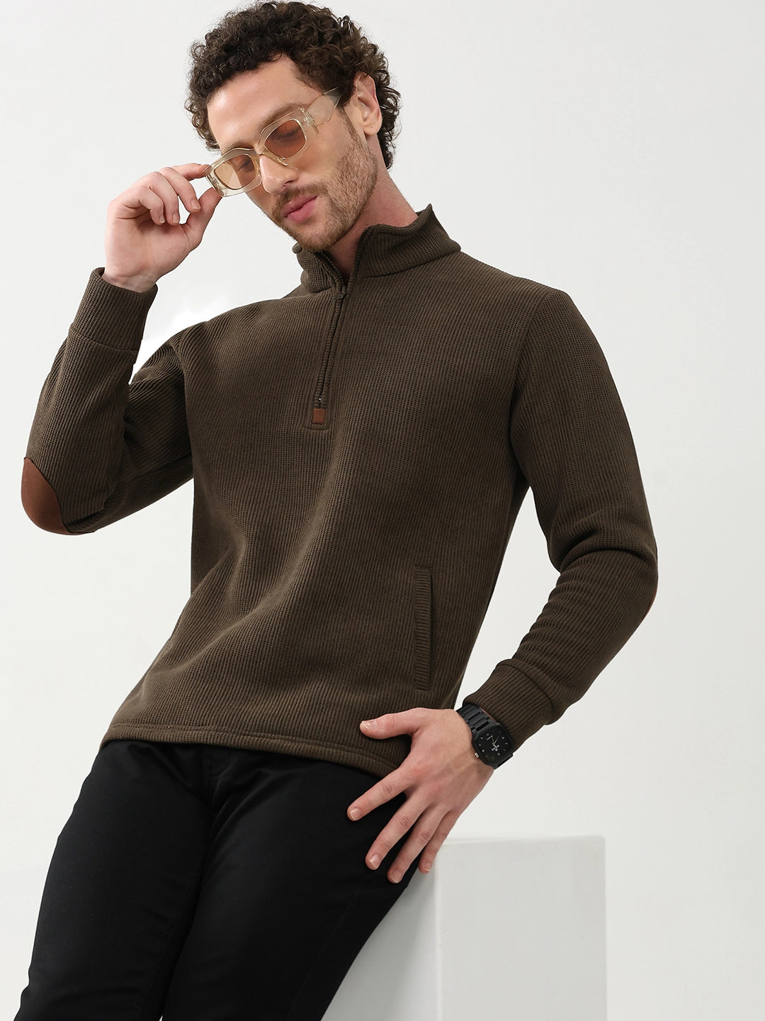Wool-Blend Half-Zip Sweatshirt