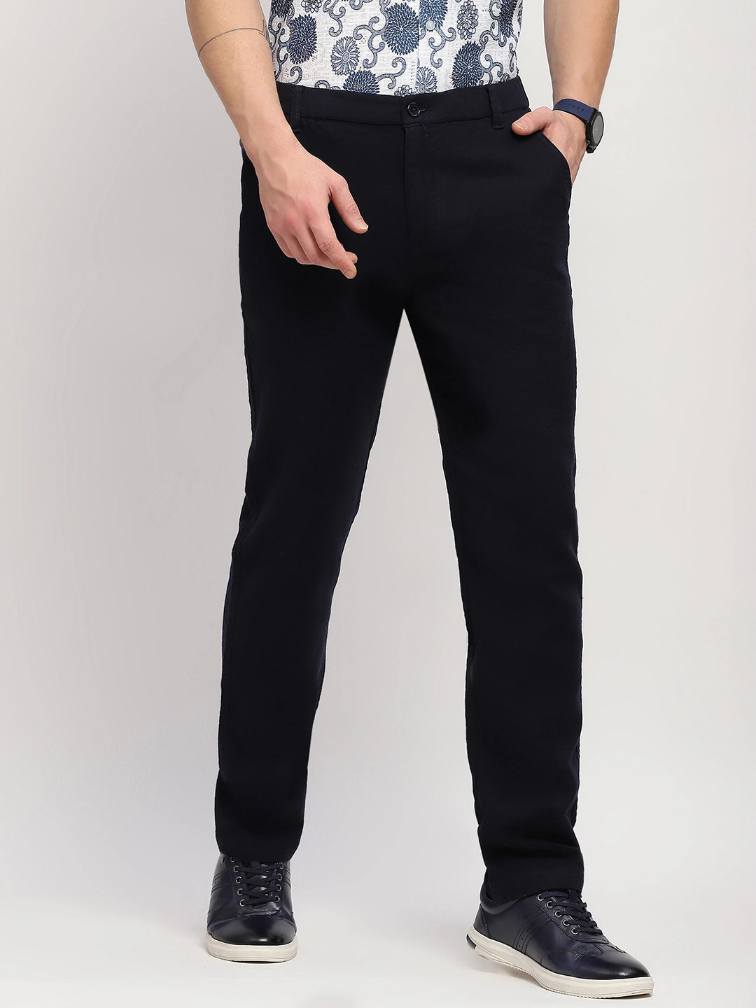 Effortless Solid Cotton Trousers