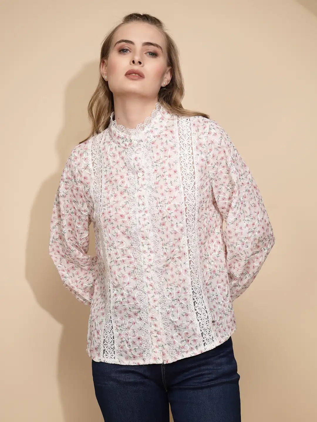 Rose Polycotton Loose Fit Shirt For Women