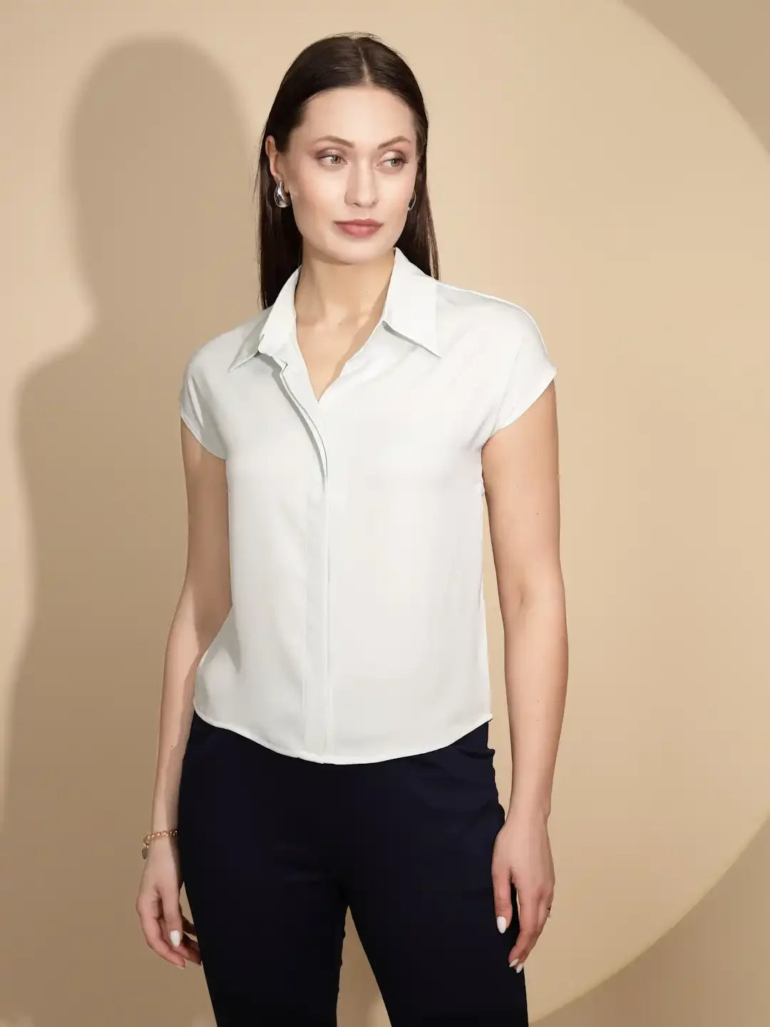 Pastel Green Satin Loose Formal Shirt