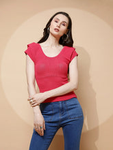 Hot Pink Poly Blend Solid Top