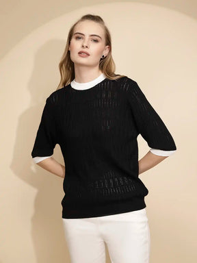 Black Viscose Blend Top