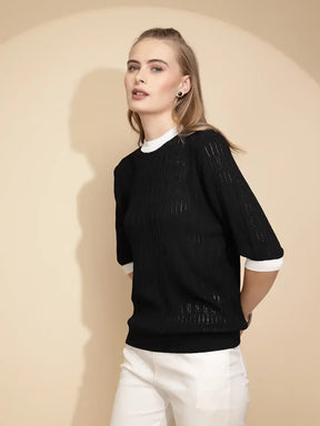 Black Viscose Blend Top