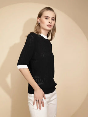 Black Viscose Blend Top