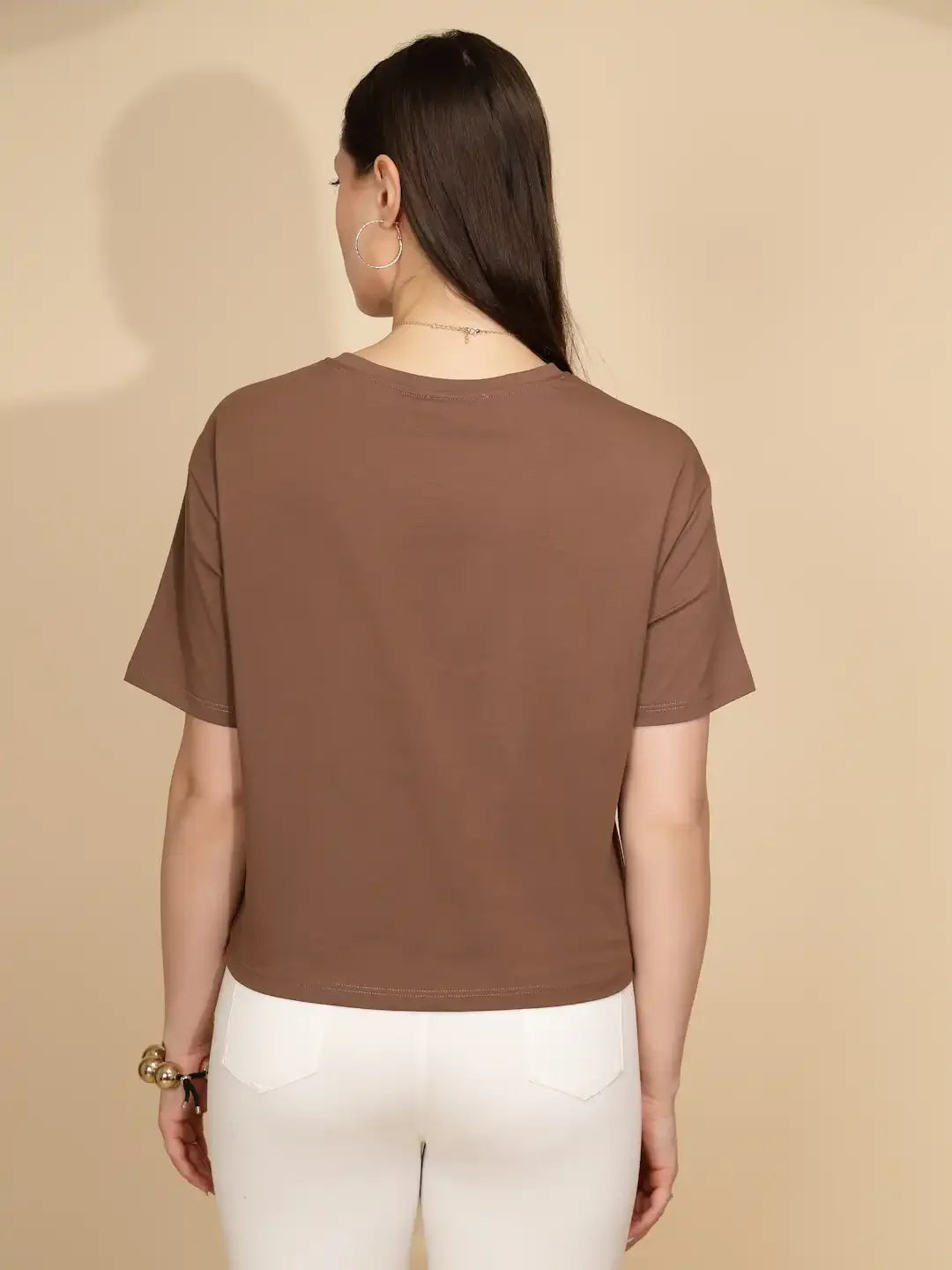 Brown Cotton Blend Regular Fit Top - Global Republic