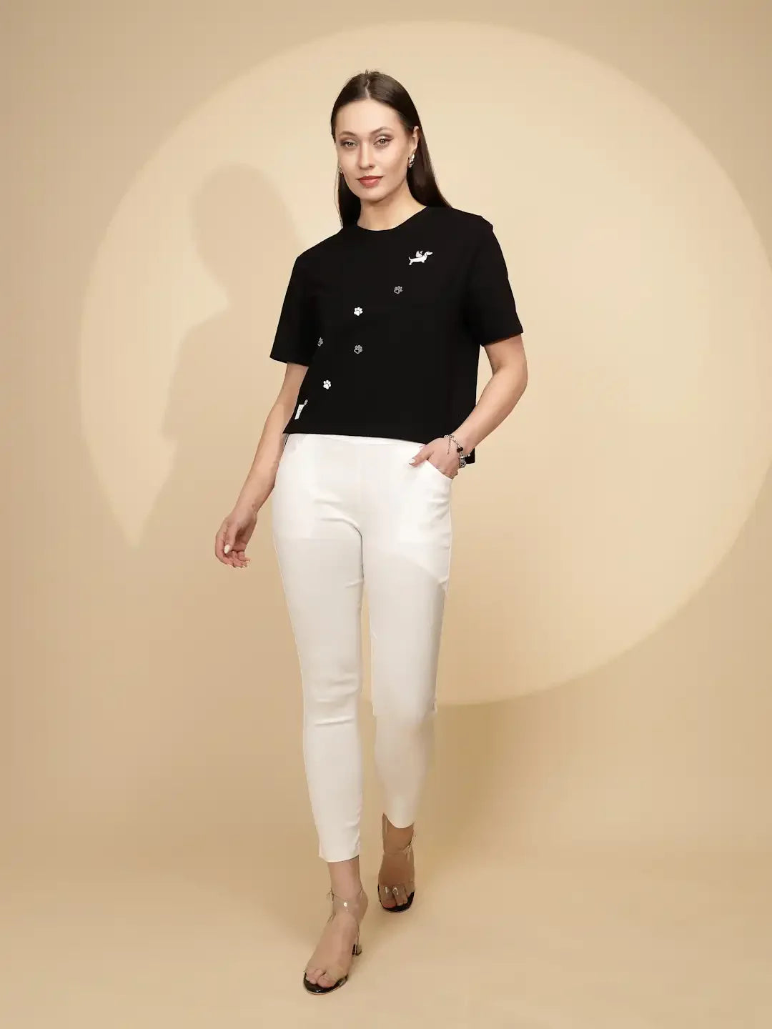Black Regular Fit Cotton Top - Global Republic