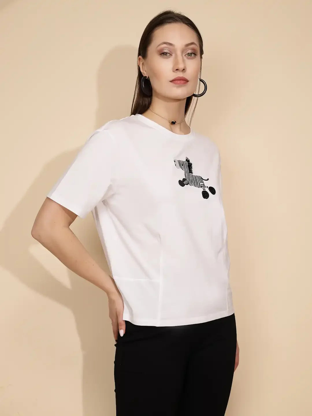 White Cotton Regular Fit Top - Global Republic