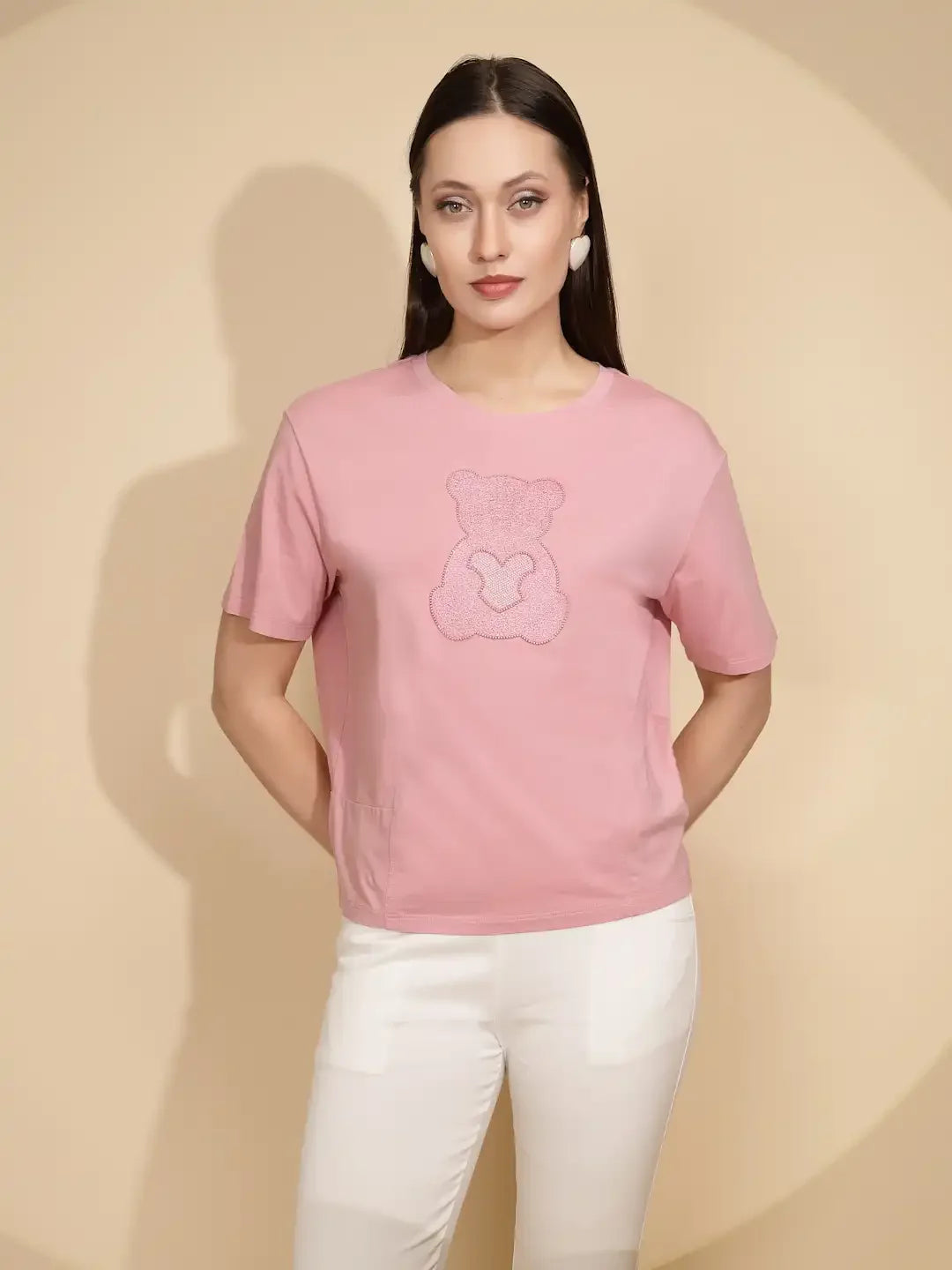 Pink Cotton Regular Fit Top