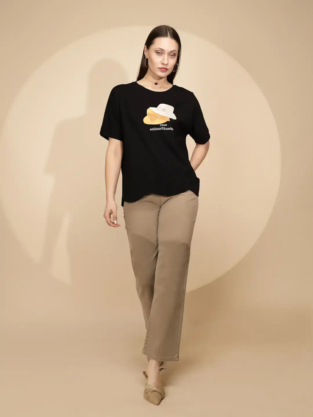 Black Cotton Regular Fit Top - Global Republic