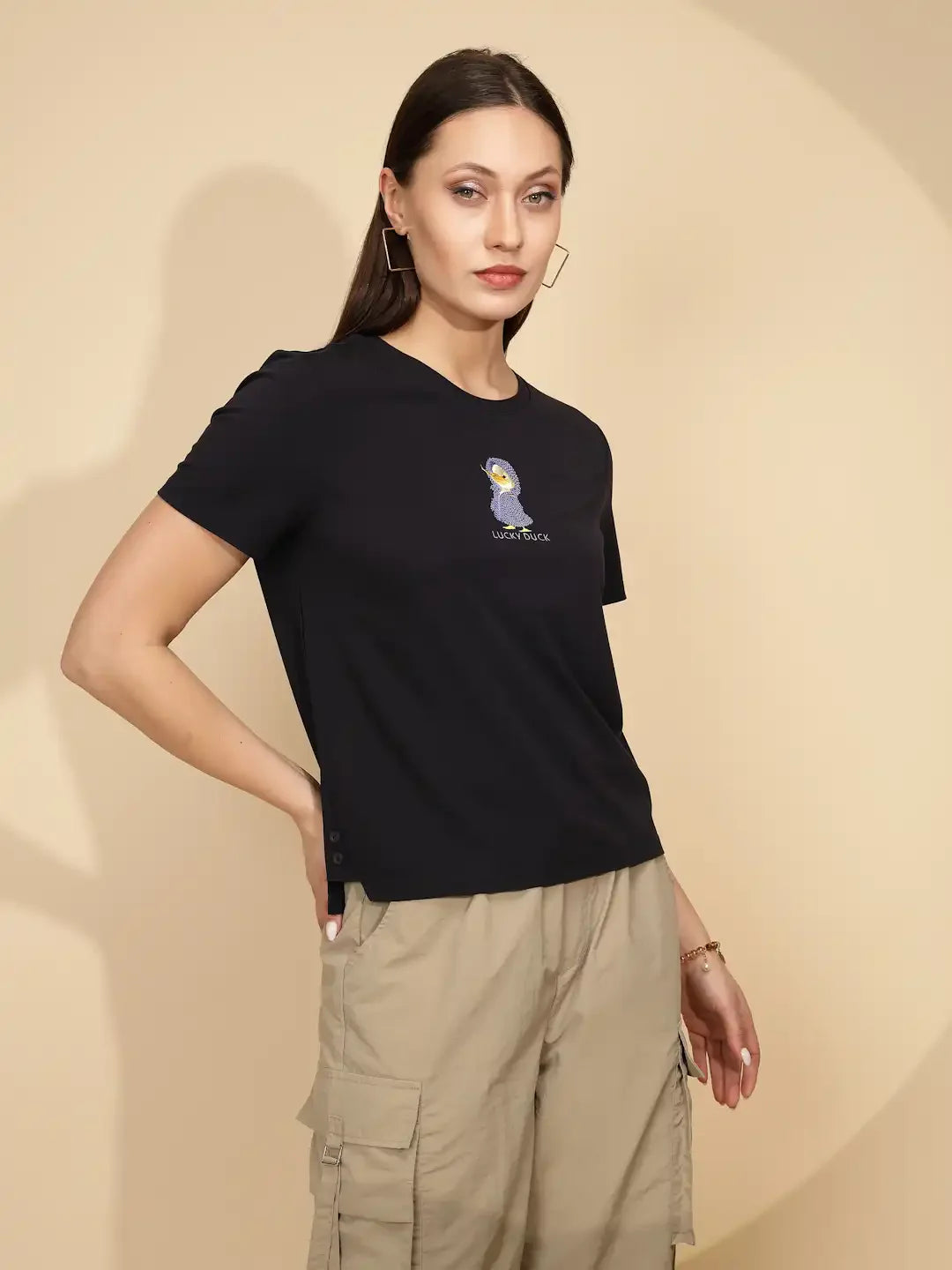Navy Regular Fit Cotton Blend Top - Global Republic