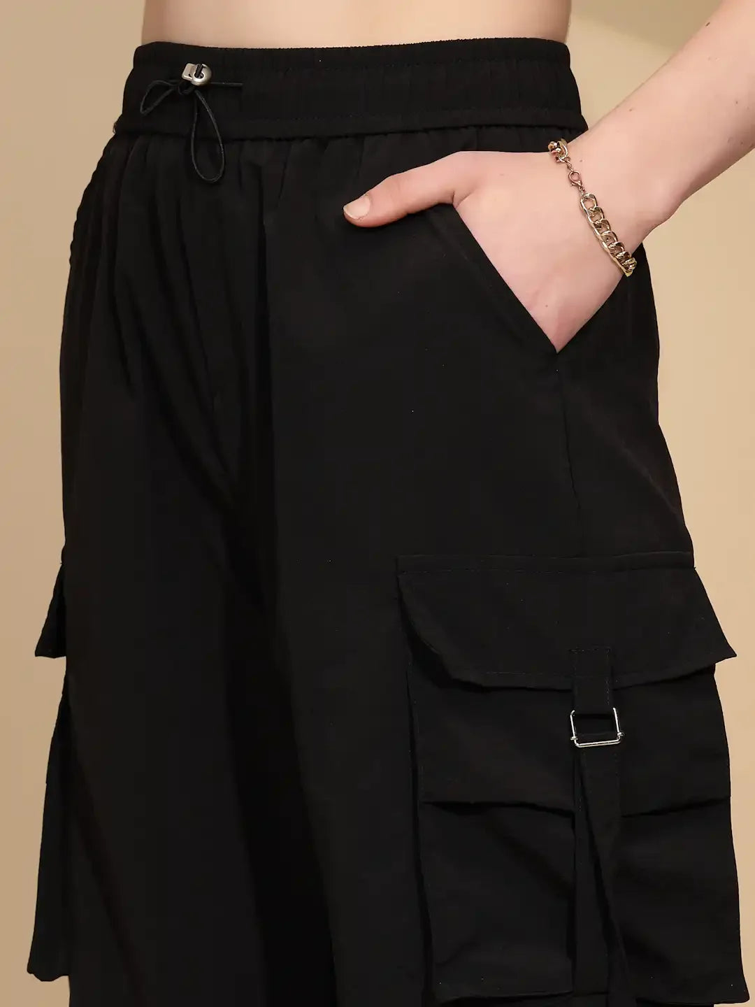 Black Poly Blend Loose Fit Jogger