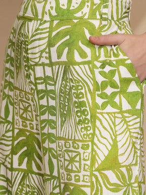 Green Linen Blend Regular Fit Trouser