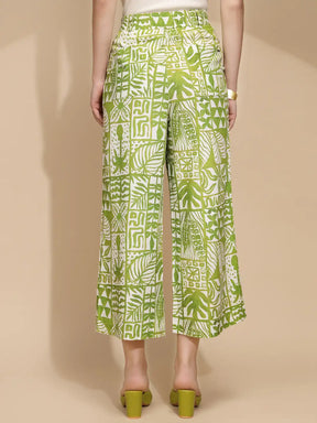 Green Linen Blend Regular Fit Trouser