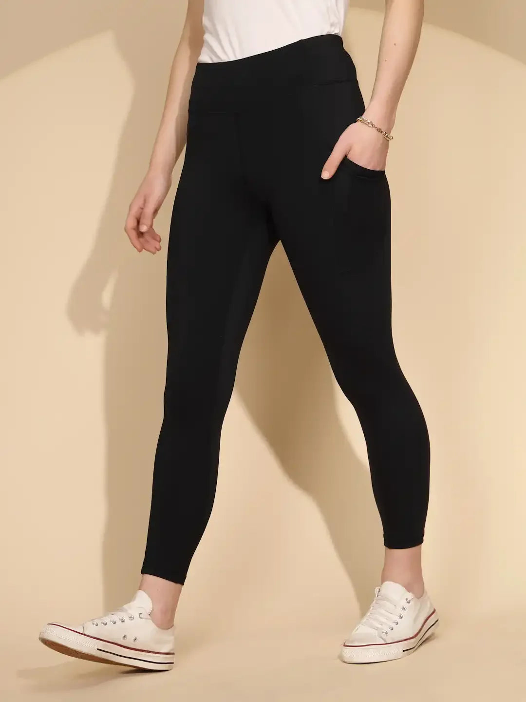 Black Polycotton Skinny Fit Legging For Women