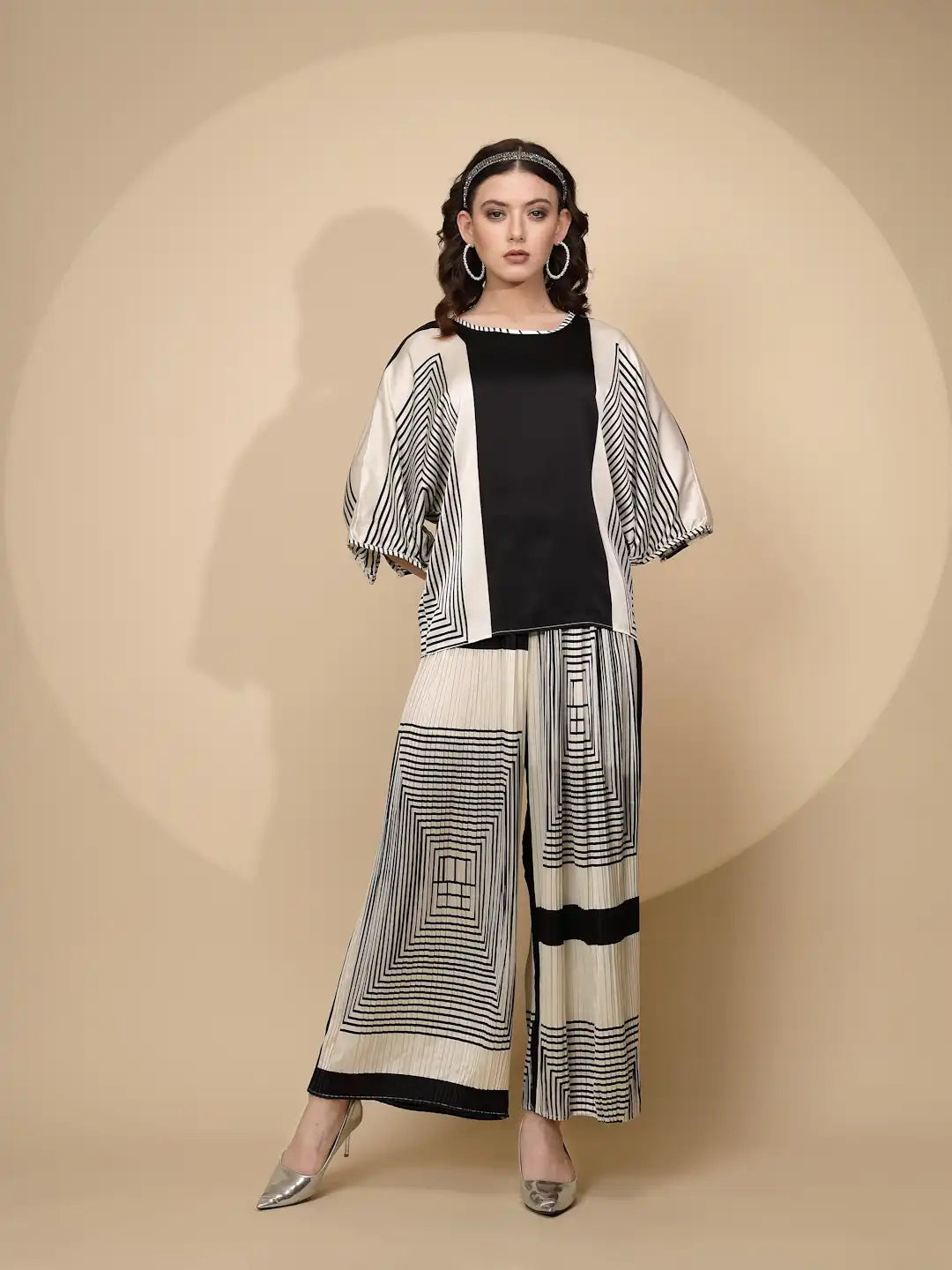 Black  Regular Fit Co-Ord Set For Women - Global Republic
