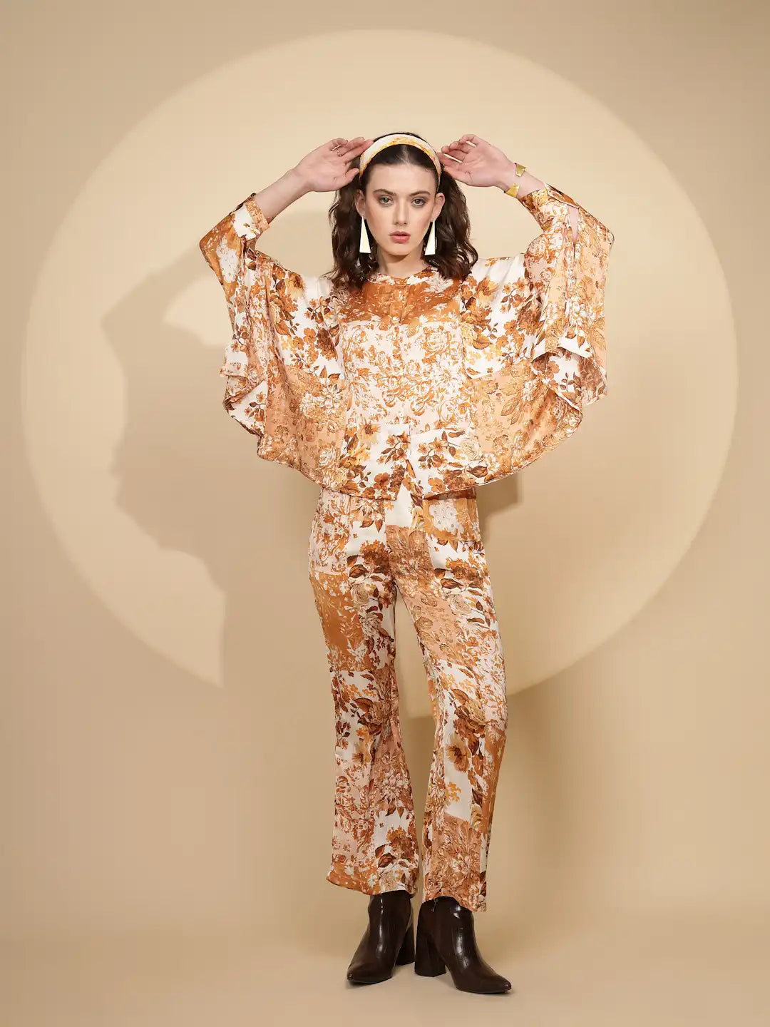Khaki  Regular Fit Co-Ord Set For Women - Global Republic