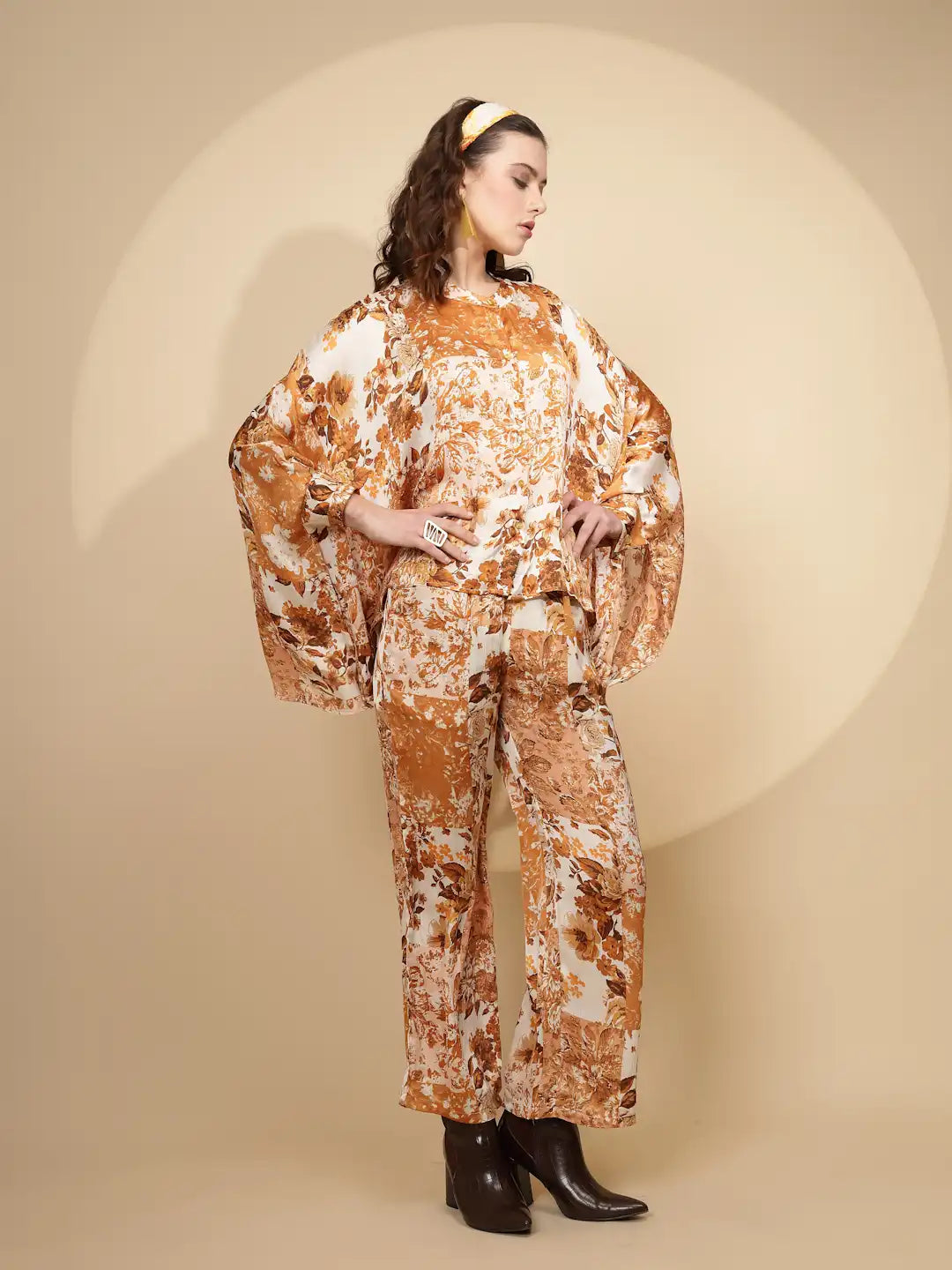 Khaki  Regular Fit Co-Ord Set For Women - Global Republic