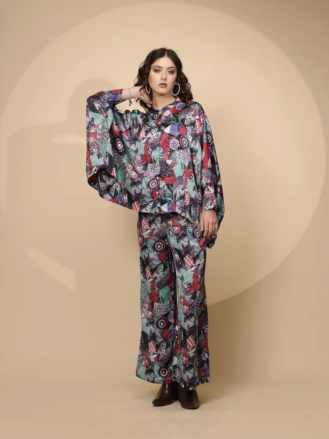 Multi Green  Regular Fit Co-ord Set For Women - Global Republic
