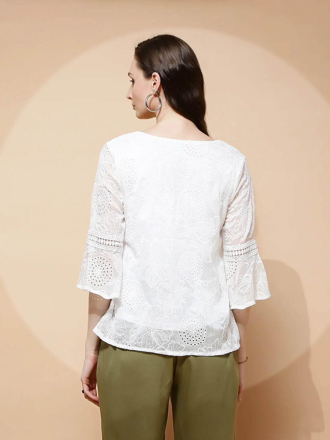 White  Regular Fit Blouse For Women - Global Republic