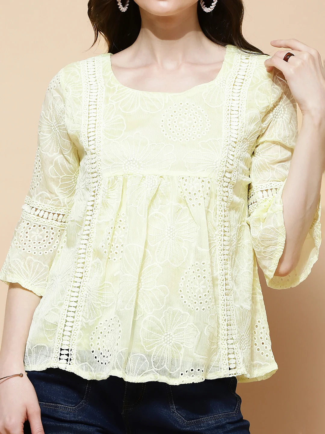 Yellow  Regular Fit Blouse For Women - Global Republic