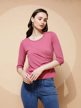 Pink Polyester Blend Regular Fit Top