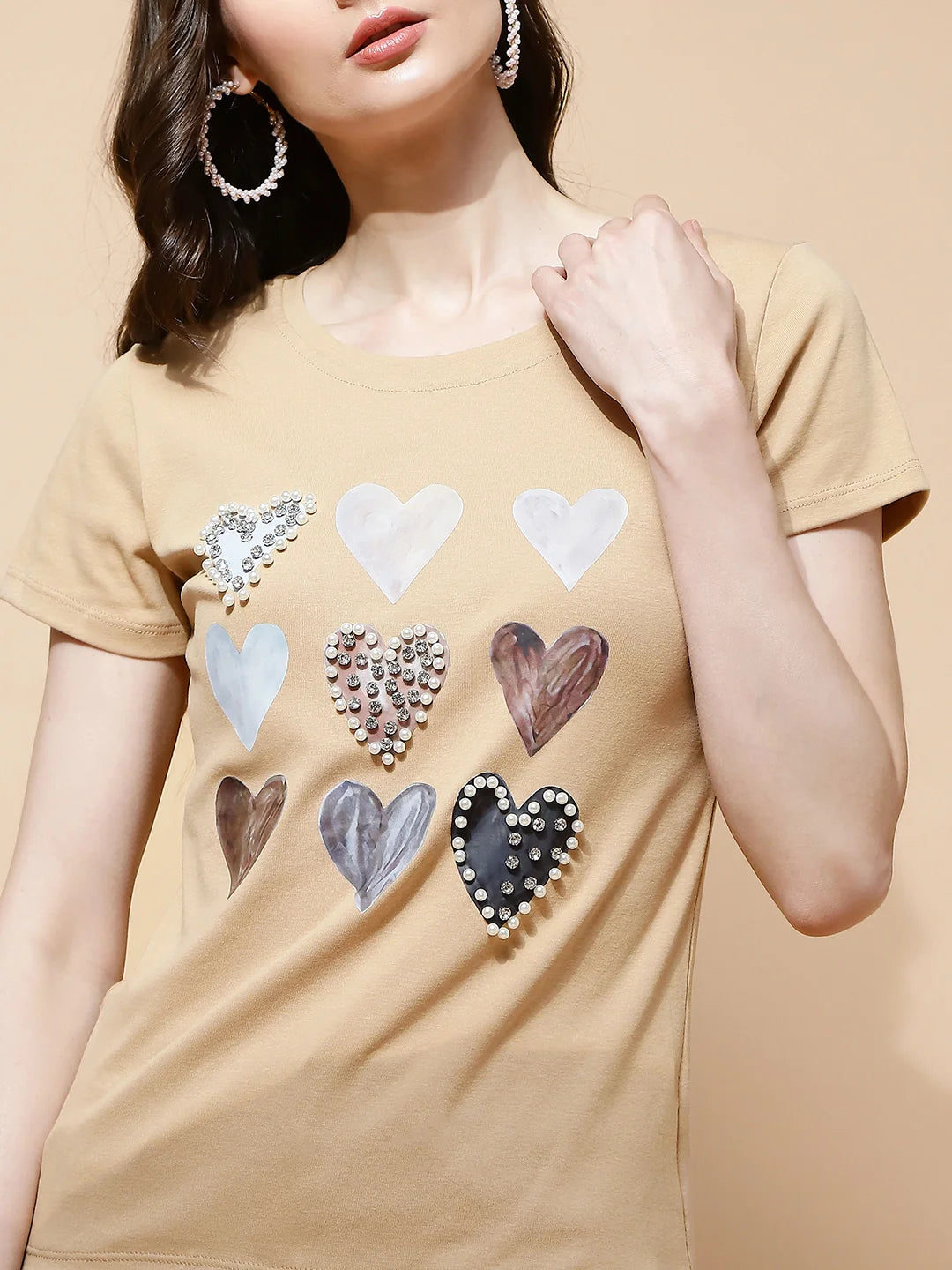 Beige Embellished Top