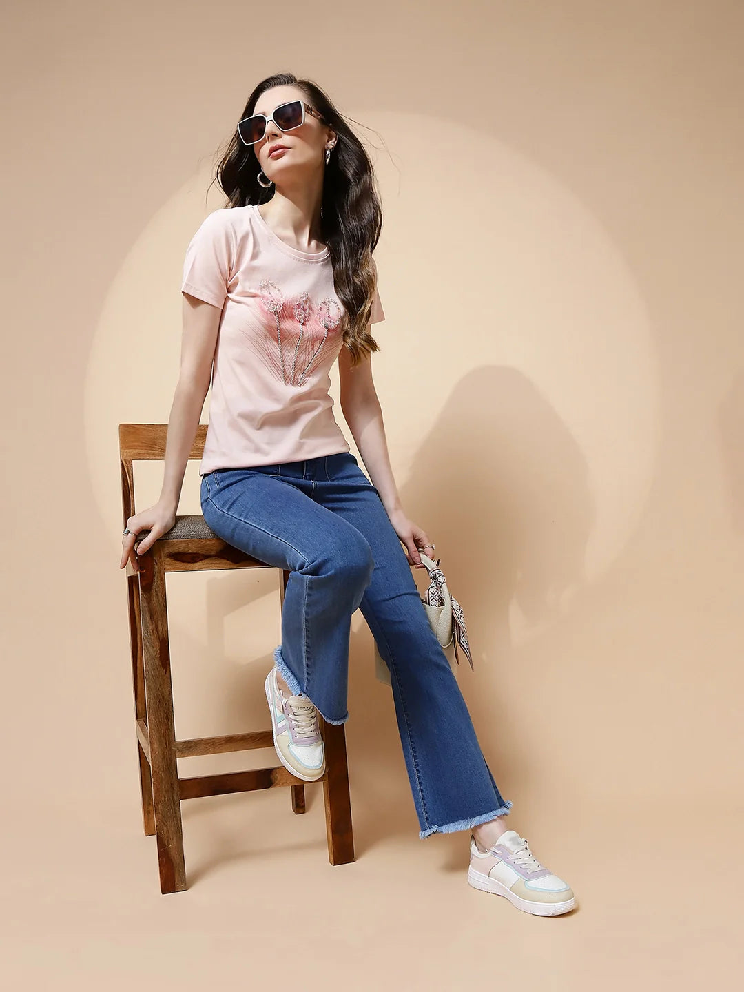 Pink Embellished Cotton Blend Top - Global Republic