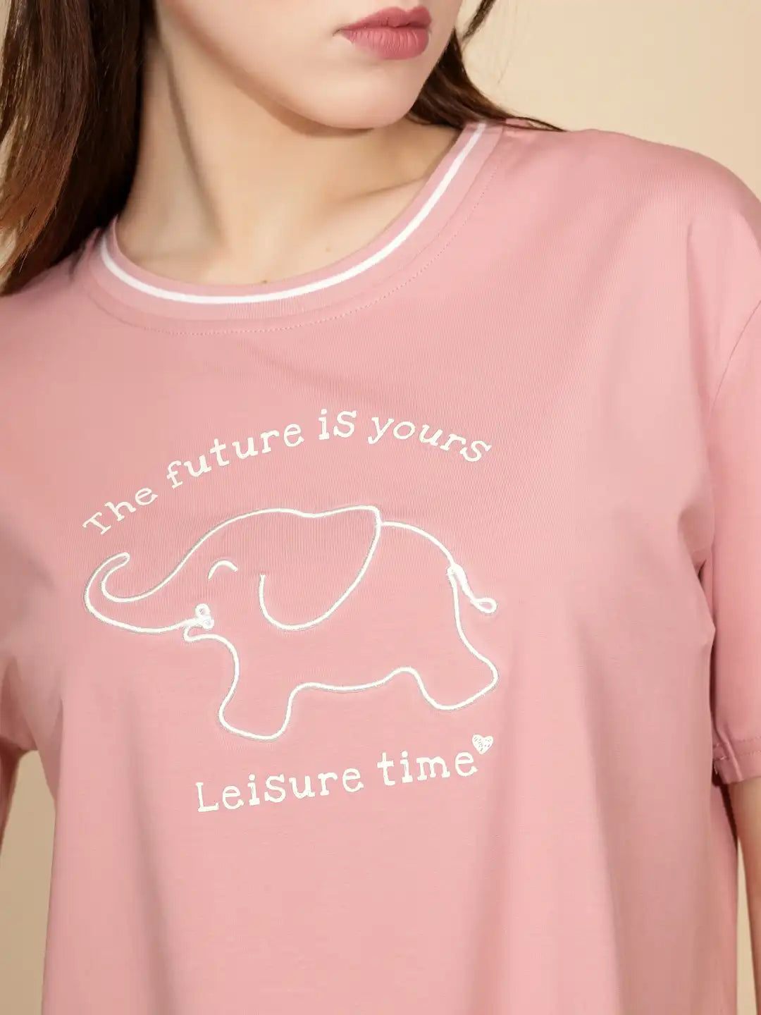 Pink Cotton Blend Graphic Top - Global Republic