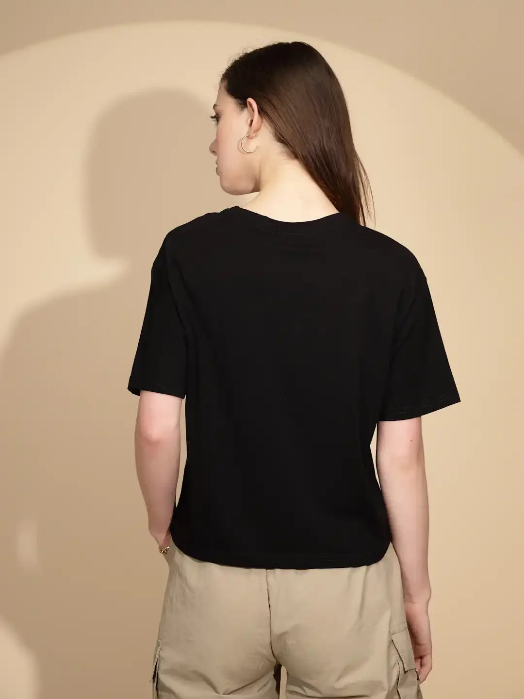 Black Cotton Blend Regular Fit Top - Global Republic