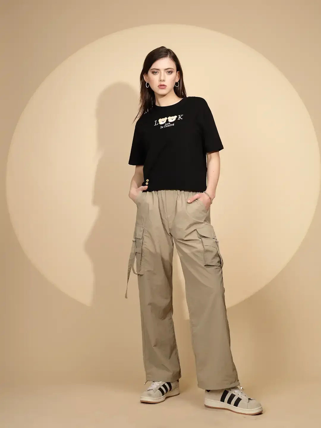 Black Cotton Blend Regular Fit Top - Global Republic