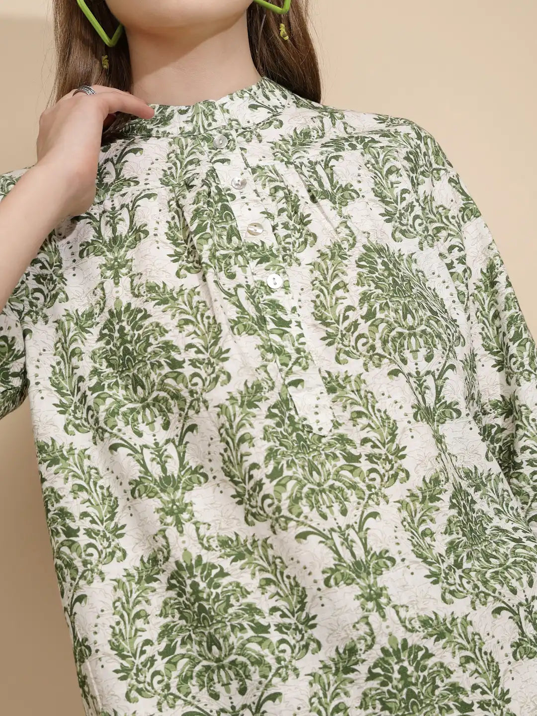 Green Printed Cotton Top