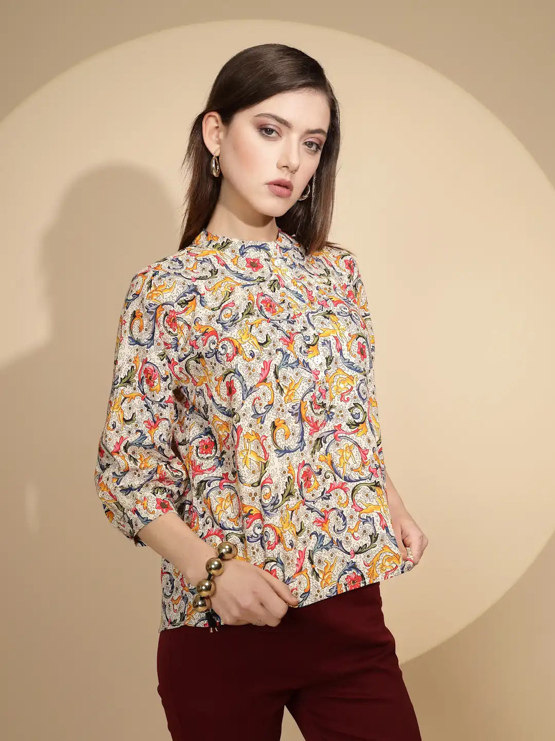 Multi Floral Print Cotton Top - Global Republic
